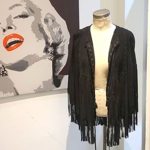 Haute Hippie Suede Fringe Cape M/L